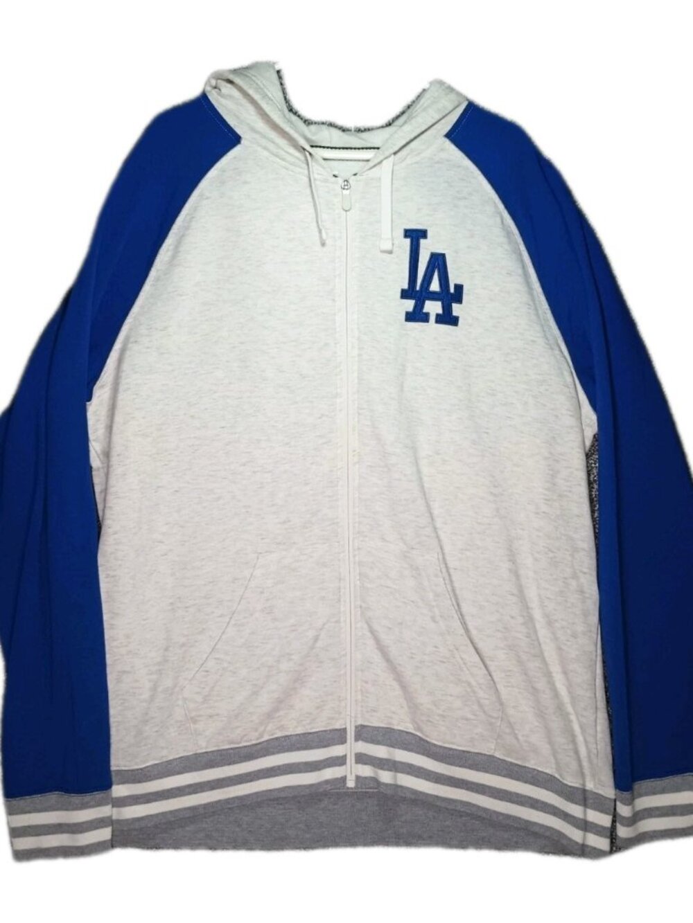 Fanatics LA Dodgers Full Zip Hoodie Men's 2XL Gray Blue Raglan MLB Baseball
